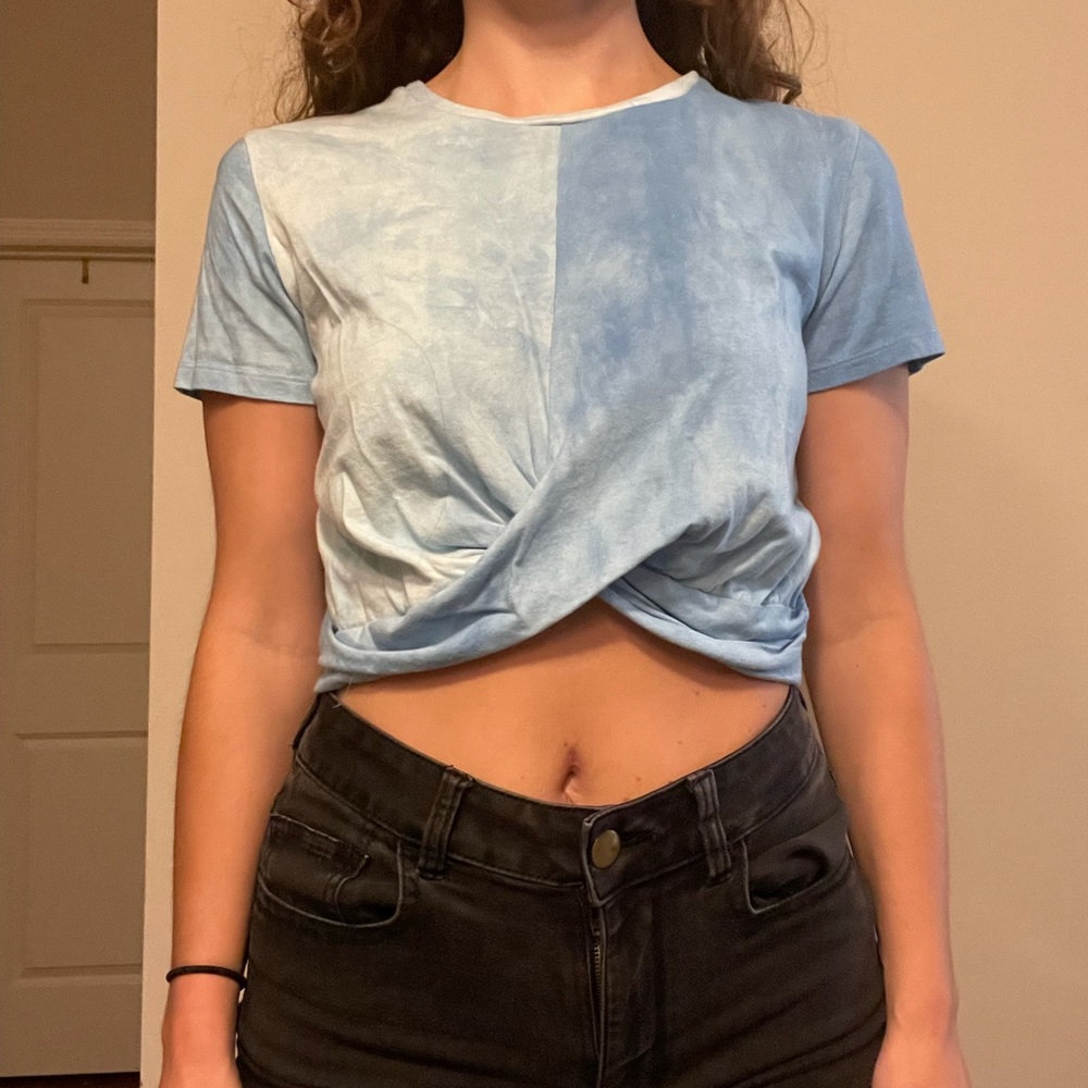 Blue tie dye crop top